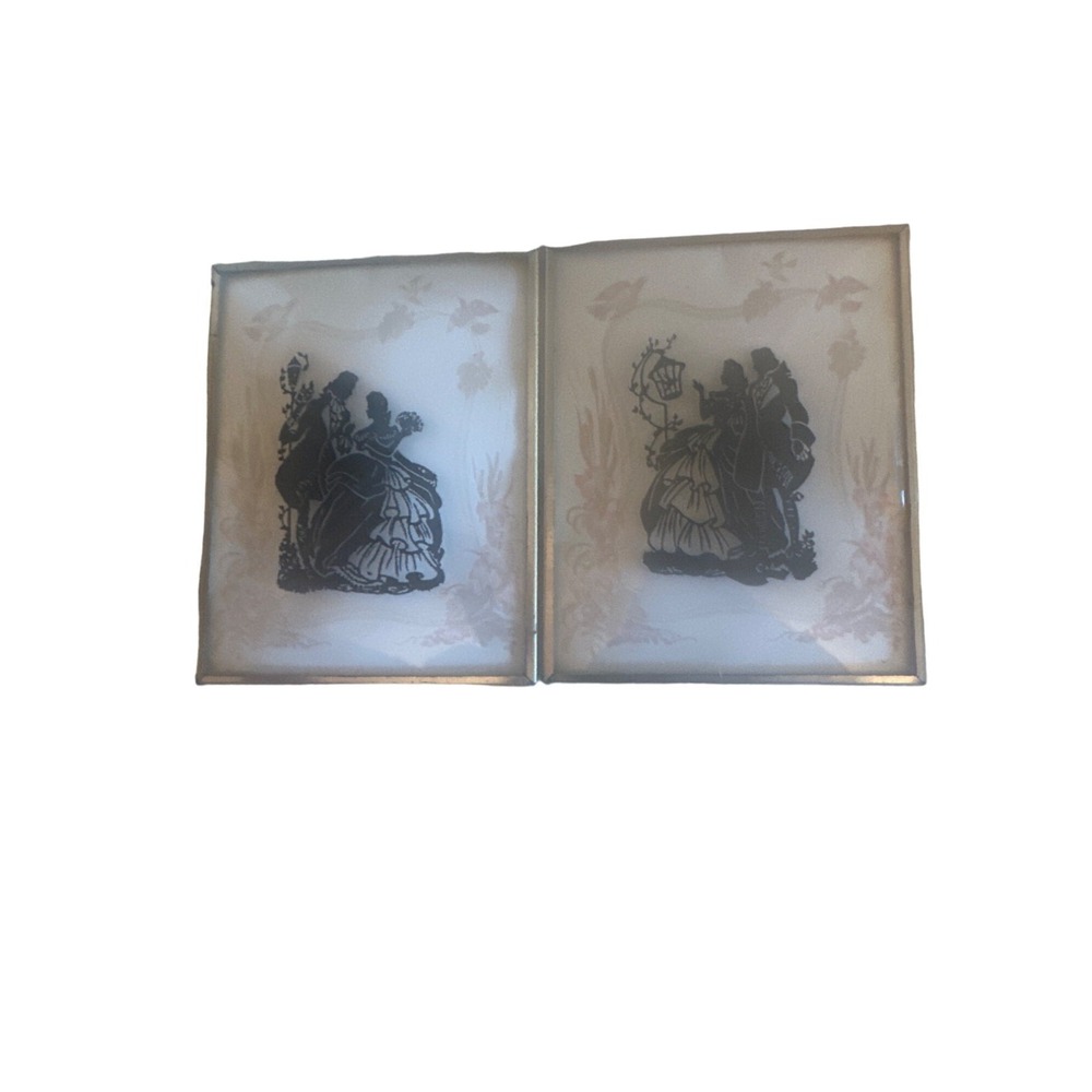 Silhouette Wall Art Gold Victorian Couple Vintage Framed Set of 2
